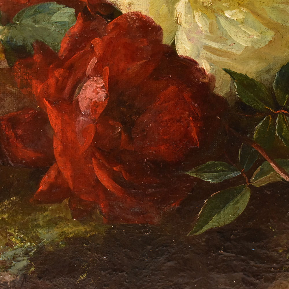 QF767 1a antique roses floral painting flower oil still life XIX.jpg